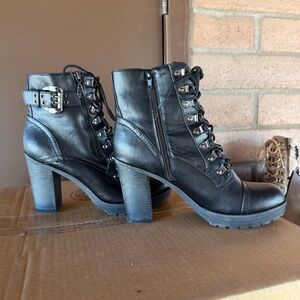 Guess Black Heeled Lace-Up Boots